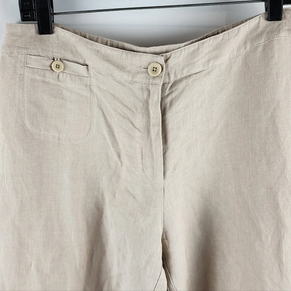 Eileen Fisher Pants Womens Medium Beige Tan Linen Blend 34x33 - Picture 2 of 9